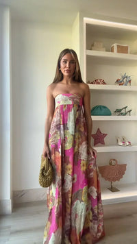 Ivy - Strapless Floral Maxi Wedding Guest Dress