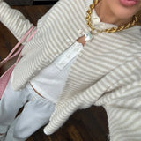 Julienne – Women's Striped Button Front Cardigan Sweater